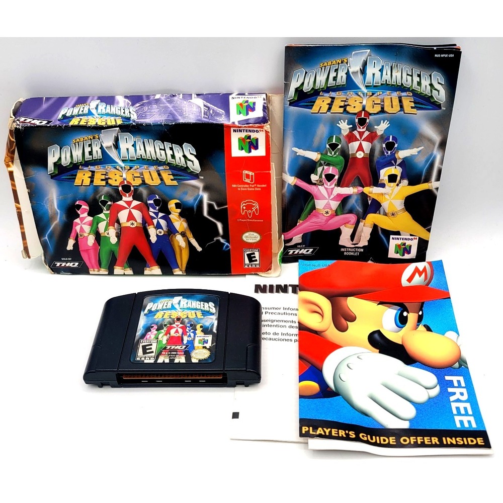 Power Rangers Lightspeed Rescue (Nintendo 64 N64) CIB COMPLETE IN DAMAGED BOX